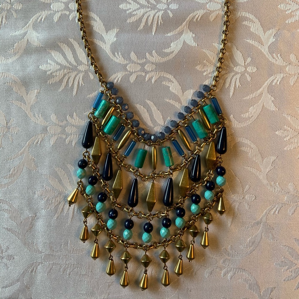 Green and Blue Stella & Dot Vintage Bib